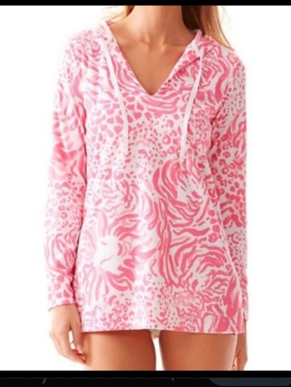 Lilly Pulitzer Pink Printed Terrycloth Hooded Tunic